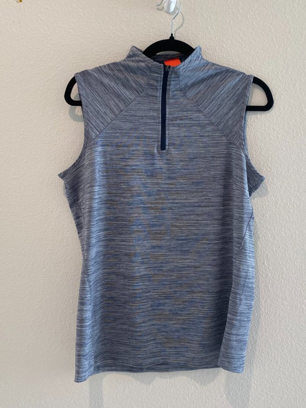 Puma Golf Women's Large Heathered Space Dye Quarter Zip Sleeveless Polo Shirt